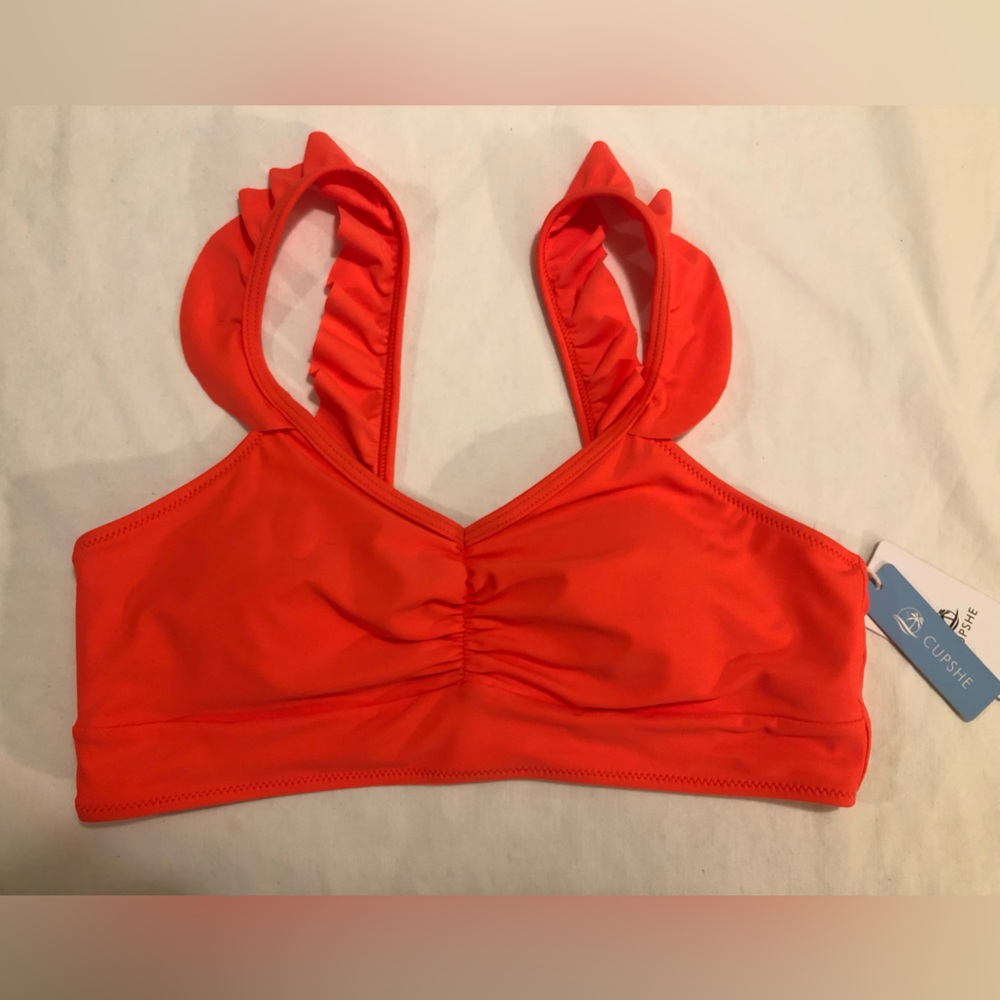Cupshe NWT, orange bikini top with flutter straps, M